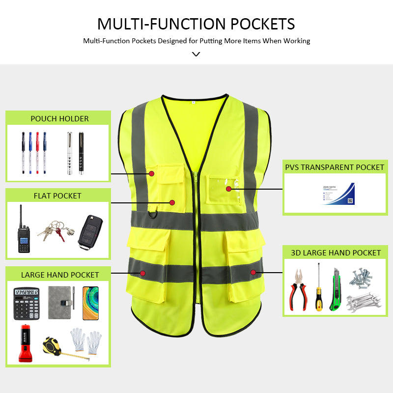 BX07 Hi Vis Multi-Pocket Safety Vest